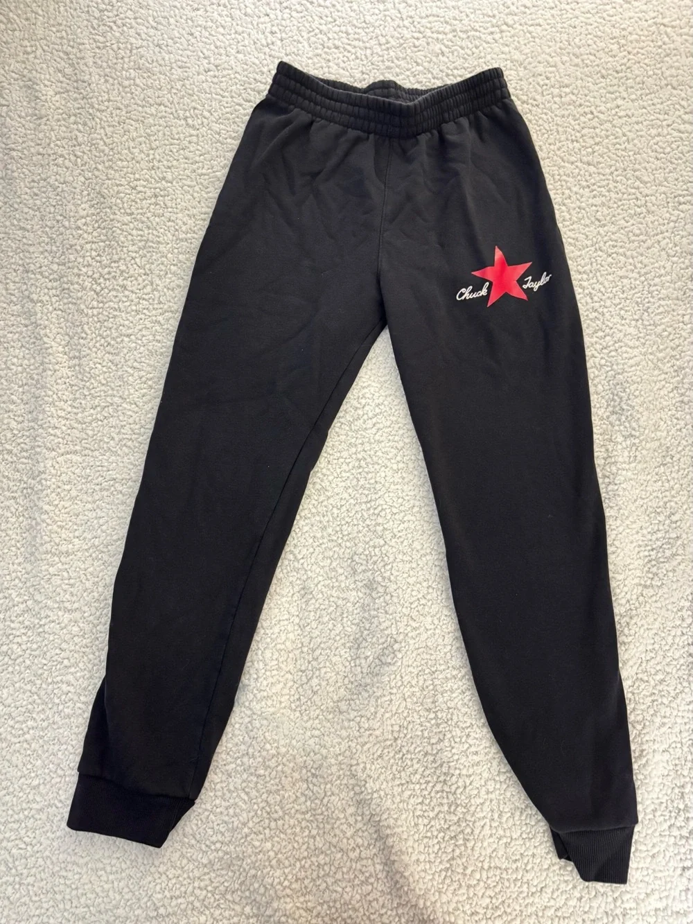 Converse Black Jogger Sweatpants with Red Star